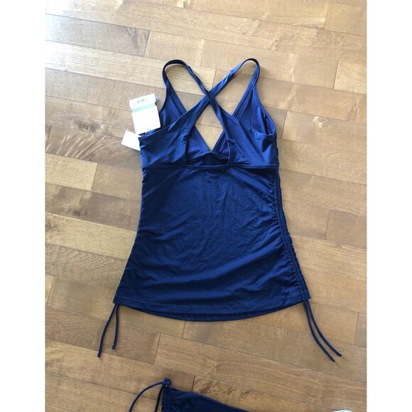 NWT Athleta Scrunch Ruched Tankini & bottoms in navy swim 2 piece size medium - Picture 8 of 11